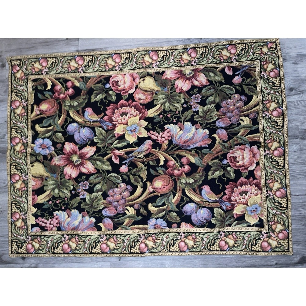 Vintage Eve's Floral Paradise A Belgium- Woven Jacquard tapestry Horizontal